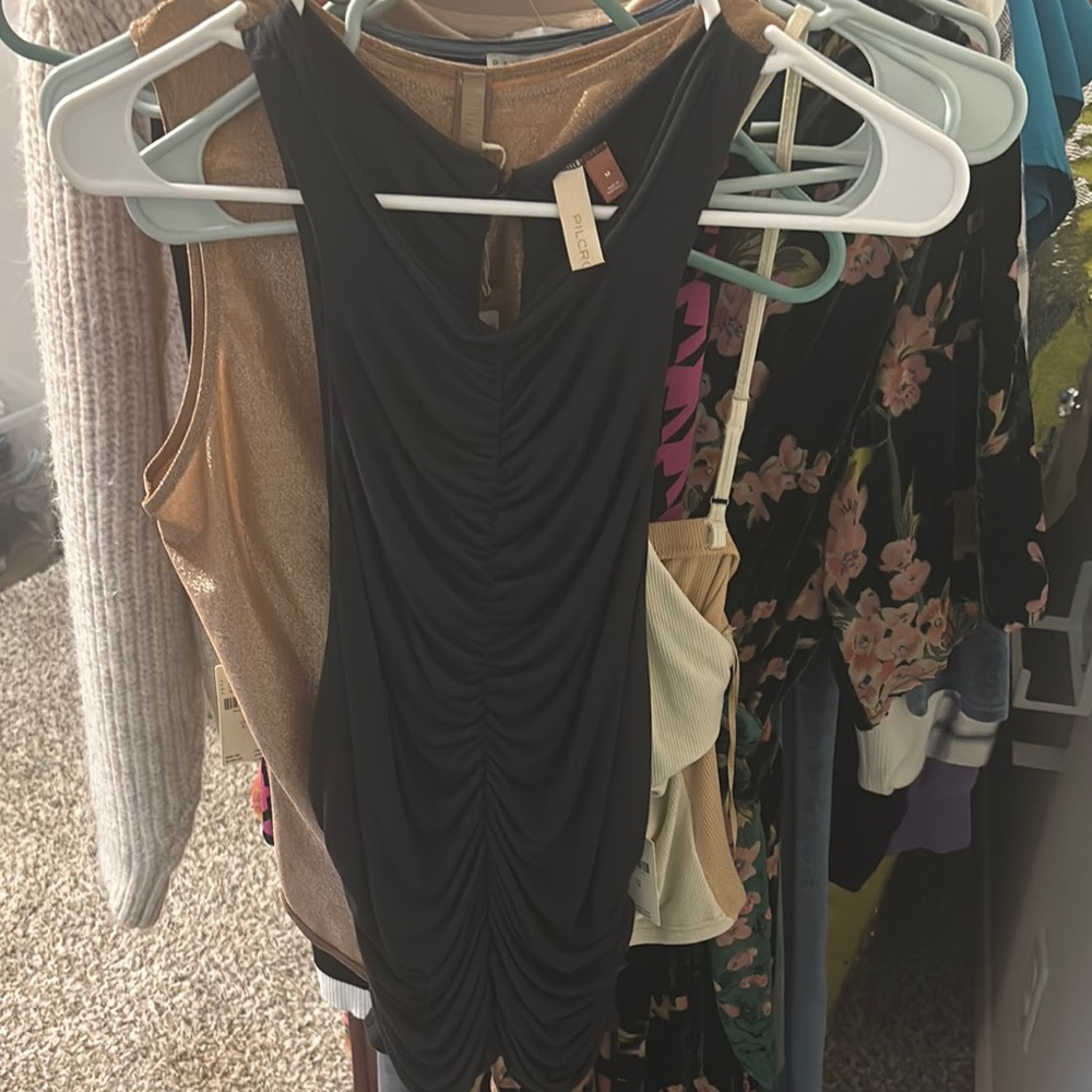 Pilcro Anthropology medium Black Ruched Sleeveless tank
